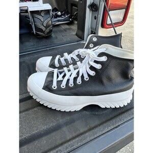 Size 7.5 - Converse Chuck Taylor All Star Lugged 2.0 Leather High Black White